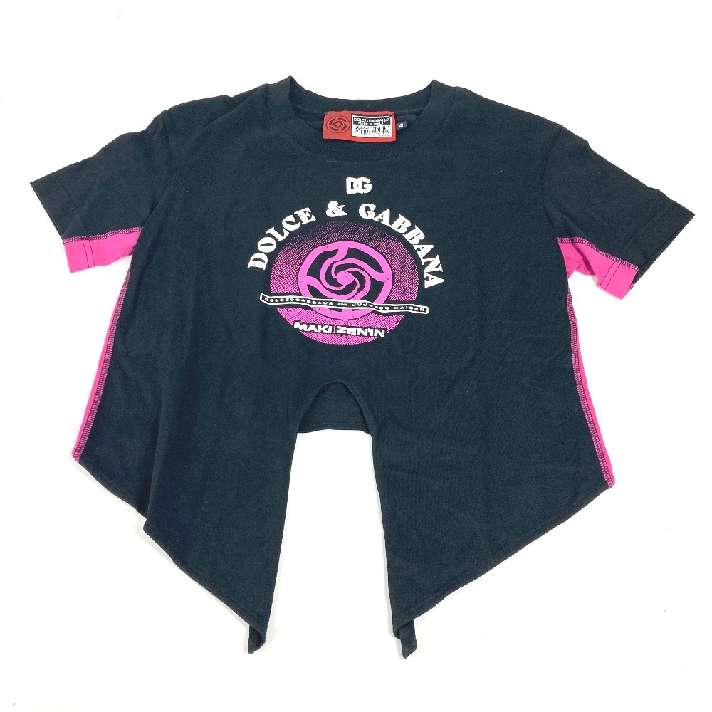DOLCE&GABBANA ドルガバ 半袖Ｔシャツ クロップドTシャツ 禪院真希 呪術廻戦 アパレル 半袖 コットン ブラックTシャツ・カットソー