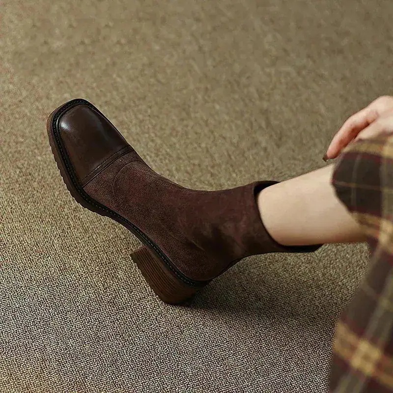 ブーツブーティーブーティー太ヒール オフですタンブーツ 裏ボアタイプ スエード調靴 レディース ショット丈ブーツ 冬 ウエス今週のは 福袋 ー 新作 ショートブーツ 25%