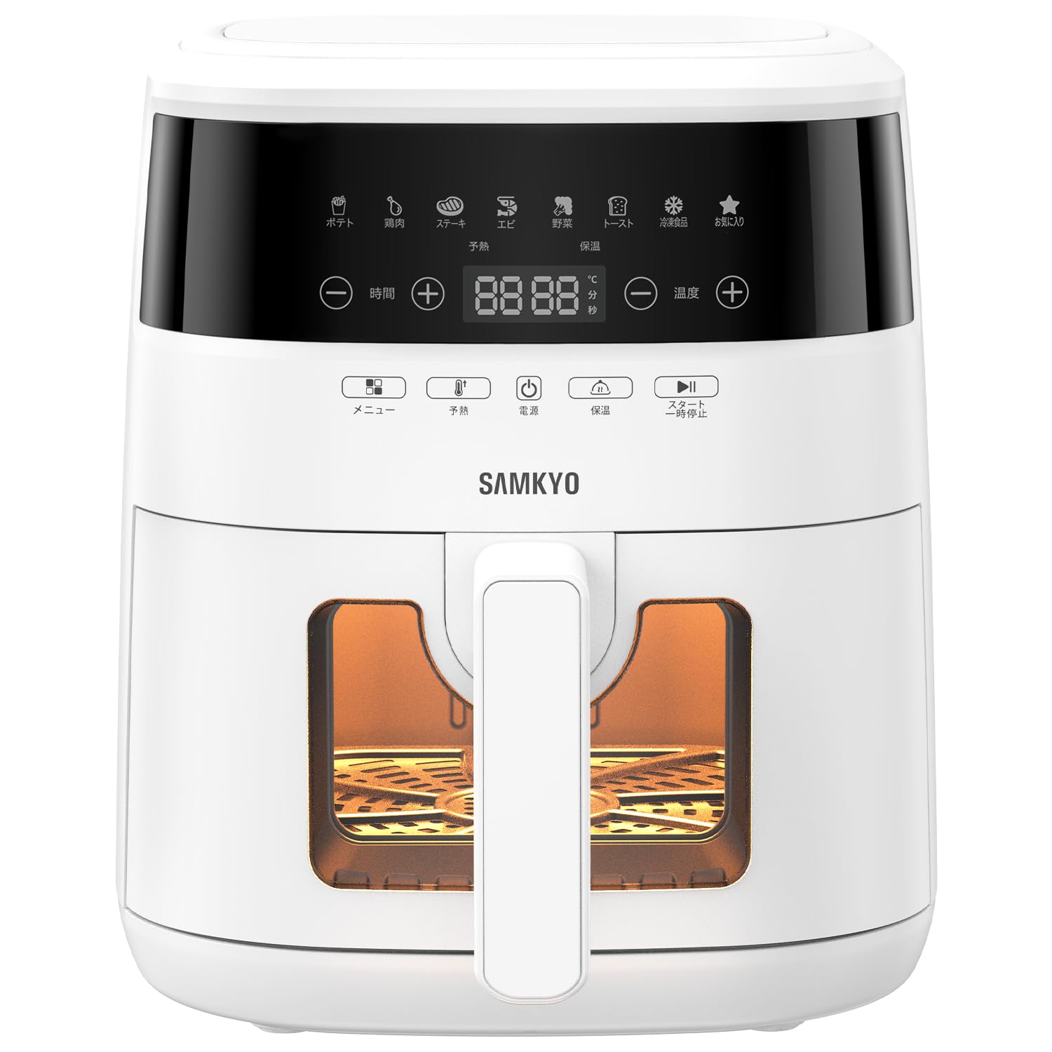 ノンフライヤー 4.2L 可視窓 大容量 1-4人用 エアフライヤー タッチパネル 日本語レシピ付き ノンフライヤー機 フライヤー 揚げ物 惣菜 SAMKYO F40 ホワイト 11,221円