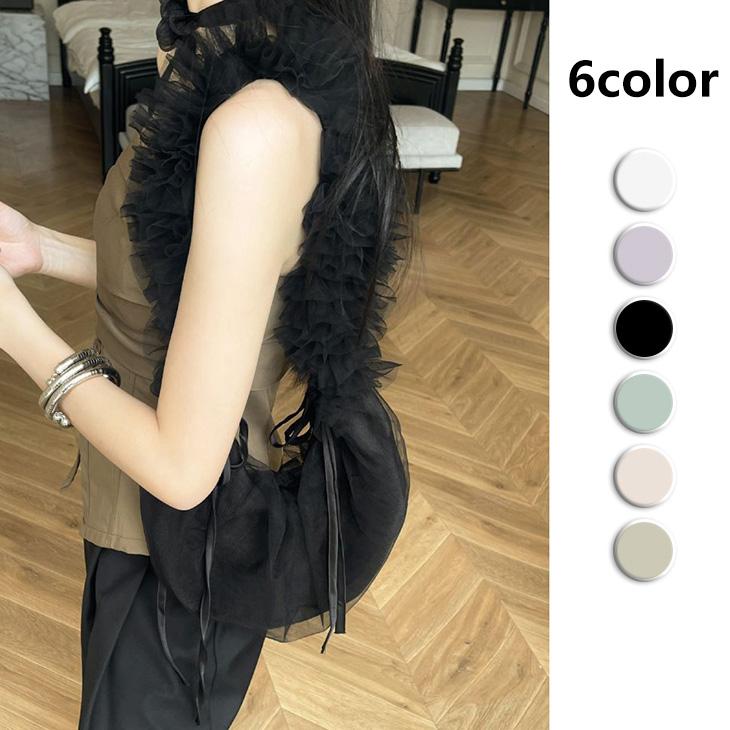 【期間限定】チュールフリルショルダーバッグ ワンショルダー ボディーバッグ 軽量 バッグ フリル 【akbss24-554】【予約販売：15-20日】メ込2