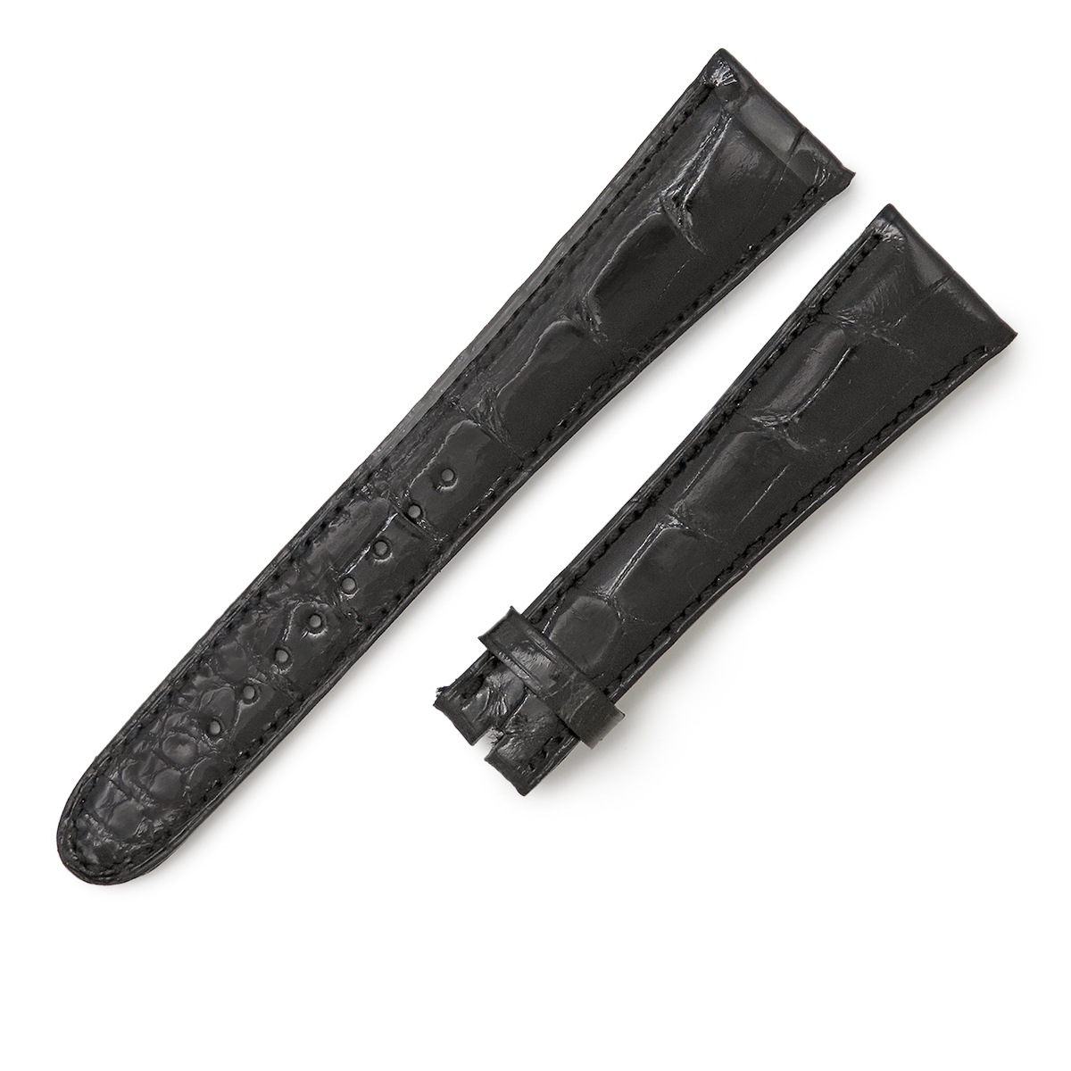 メンズ 未使用 純正 クロコ ベルト ストラップ 20ｍｍ 黒