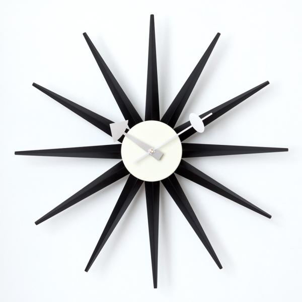 壁掛け時計 おしゃれ ジョージネルソン サンバーストクロック デザイナーズ ジェネリック家具 ウォールクロック 黒 ブラック