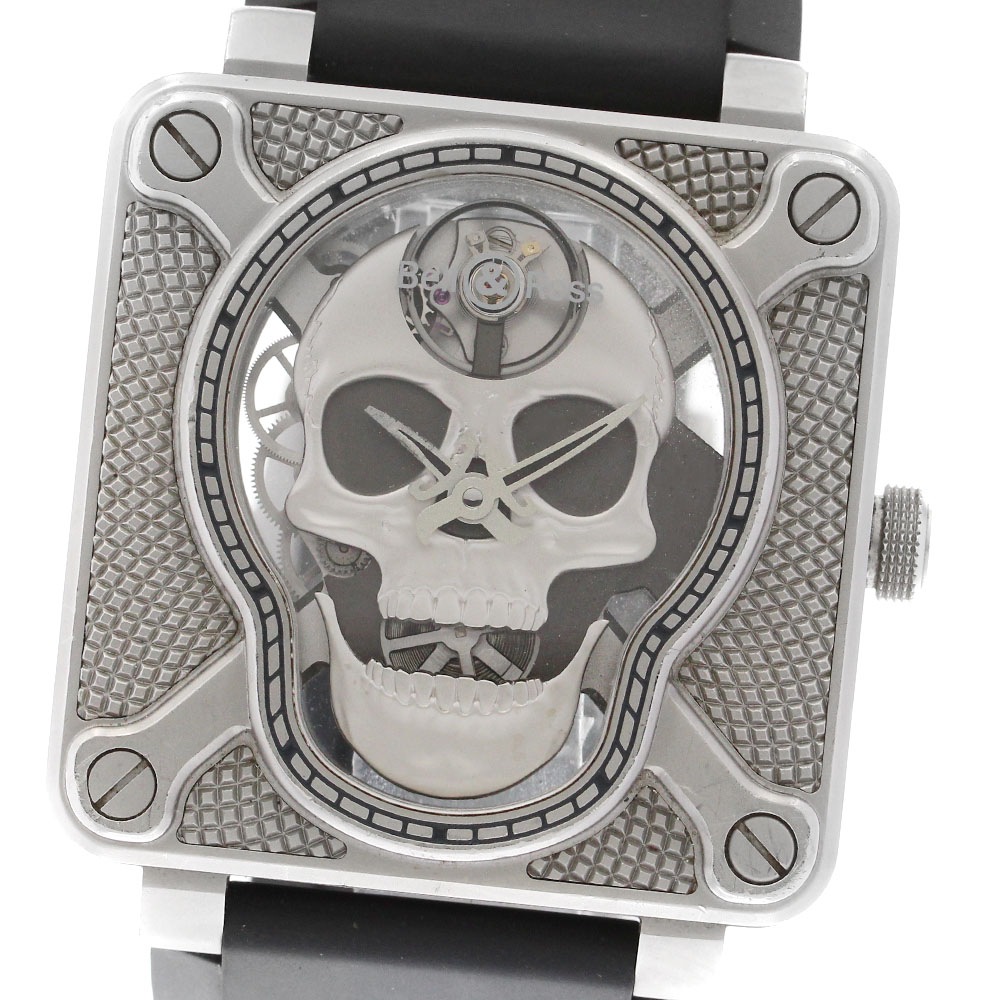 ベルト訳あり ベル＆ロス Bell＆Ross BR01-SKULL エアボーン スカル 手巻き メンズ 保証書付き_903348【中古】
