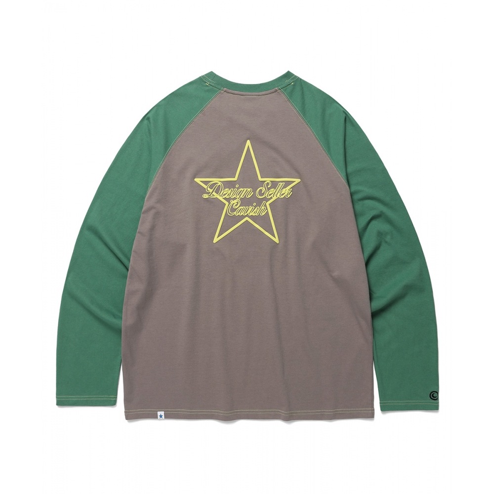 キャヴィッシュ ラグラン スター ロゴ LS TEE アッシュ(CV2CFUT551A)