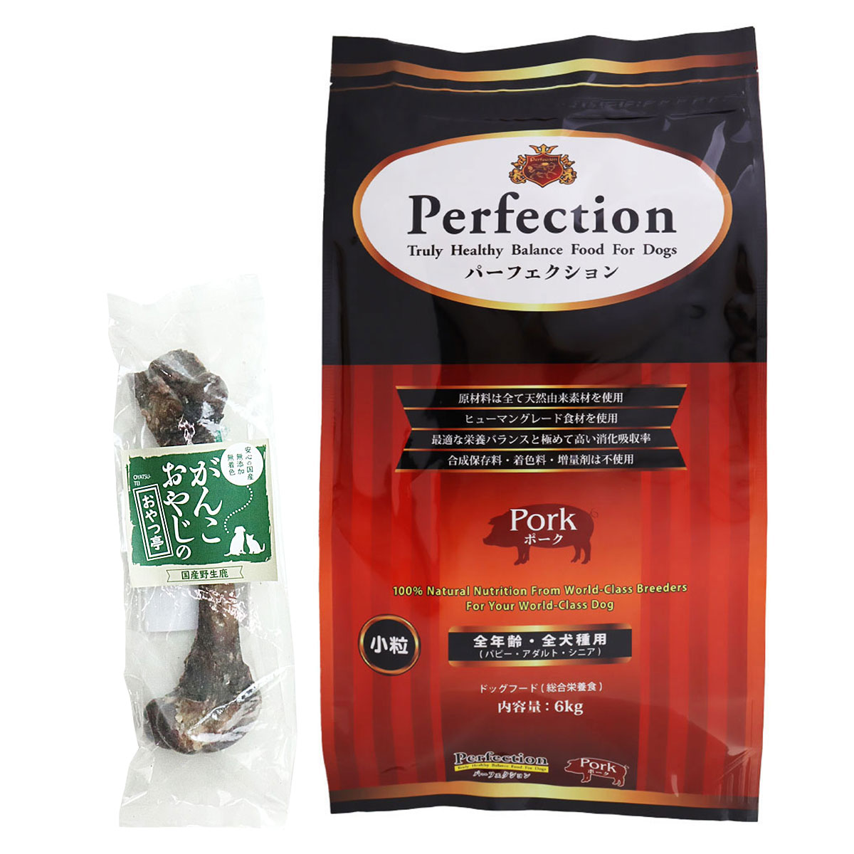 パーフェクション ドッグフード ポーク 小粒 6kg【国産鹿レッグボーン 1本Mサイズ付き】犬 ドッグフード