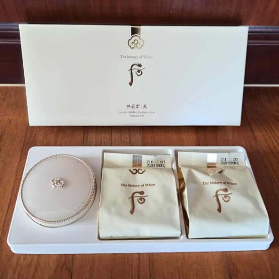 コンジンヒャン美 ラグジュアリーゴールドクッションファンデ 企画セット (本品13g 1個+詰め替え2個)(SPF50+, PA+++) 韓国コスメ 漢方化粧品 グロークッション ツヤカバー ベース