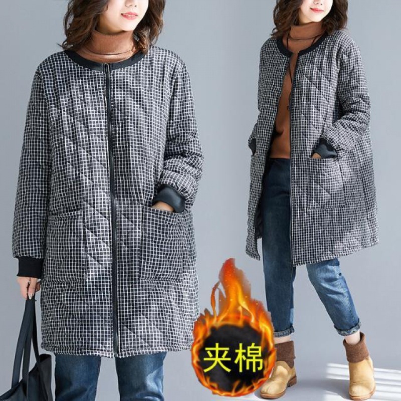 コート レディース 中綿コート アウター チェスターコート キルティング ジャケット ロング丈 中綿入り チェック柄 ゆったり ラウンドネック 40代-169 5,224円