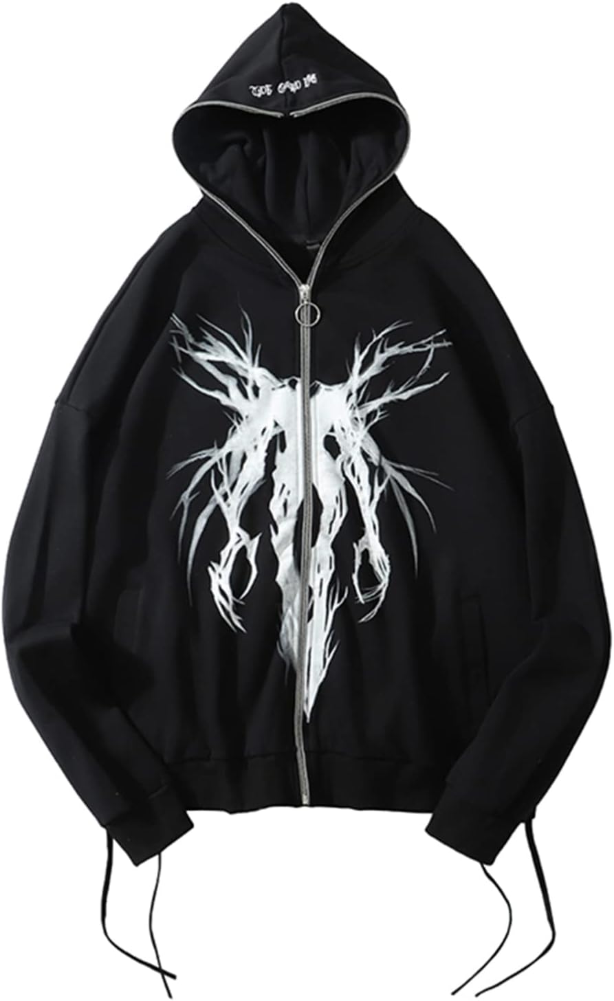 ジップアップパーカー メンズ トレーナー スウェット ジップアップ コート 春 ヒップホップ ストリート パンク系 ロックオーバーサイズ 男女兼用 街着 V系 かっこいい ルーズ