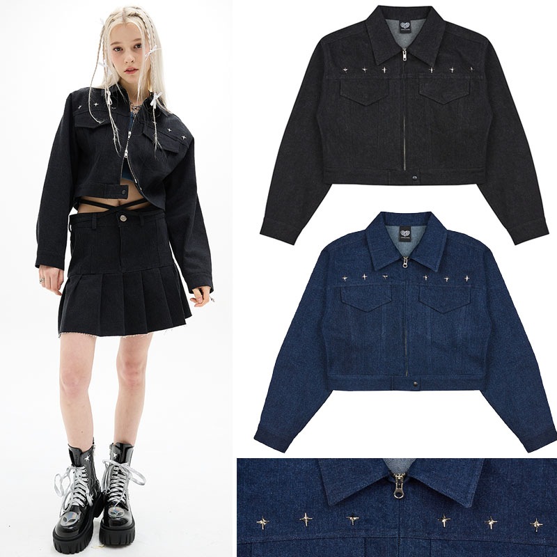 Qoo10] LUV IS TRUE 【DN CROP DENIM JACKE : レディース服