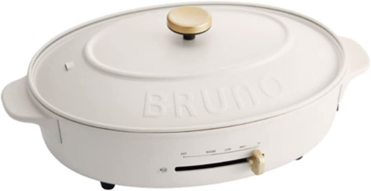 BRUNO ブルーノ オーバルホットプレート 本体 プレート3種 (たこ焼き 深鍋 平面) ホワイト 白 BOE053-WH 2