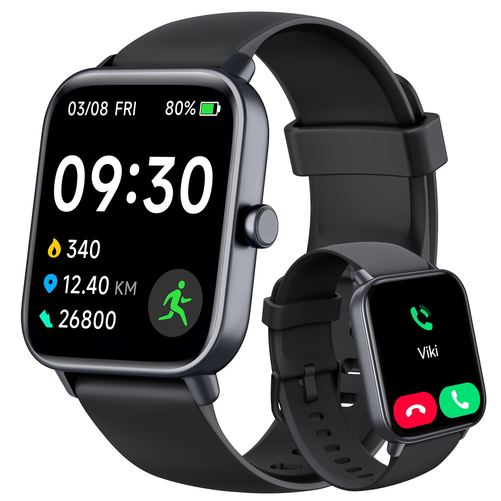 スマートウォッチ smart watch Line/Twitter/Eメール/着信＆メッセージ通知 睡眠管理 心拍数 天気予報 音楽制御 腕時計 100種類運動モード 万歩計 消費カロリー 100種文