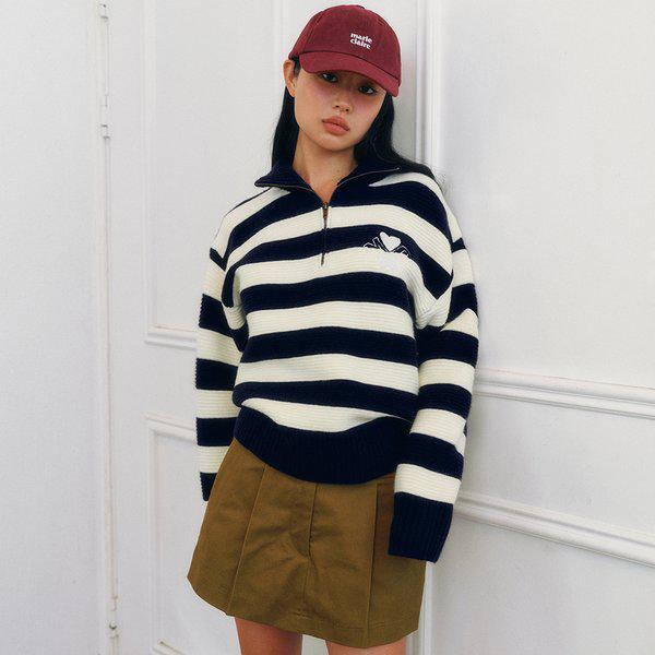 リブストライプウールハーフジップニット(MAFDKN10MNY) 7,574円