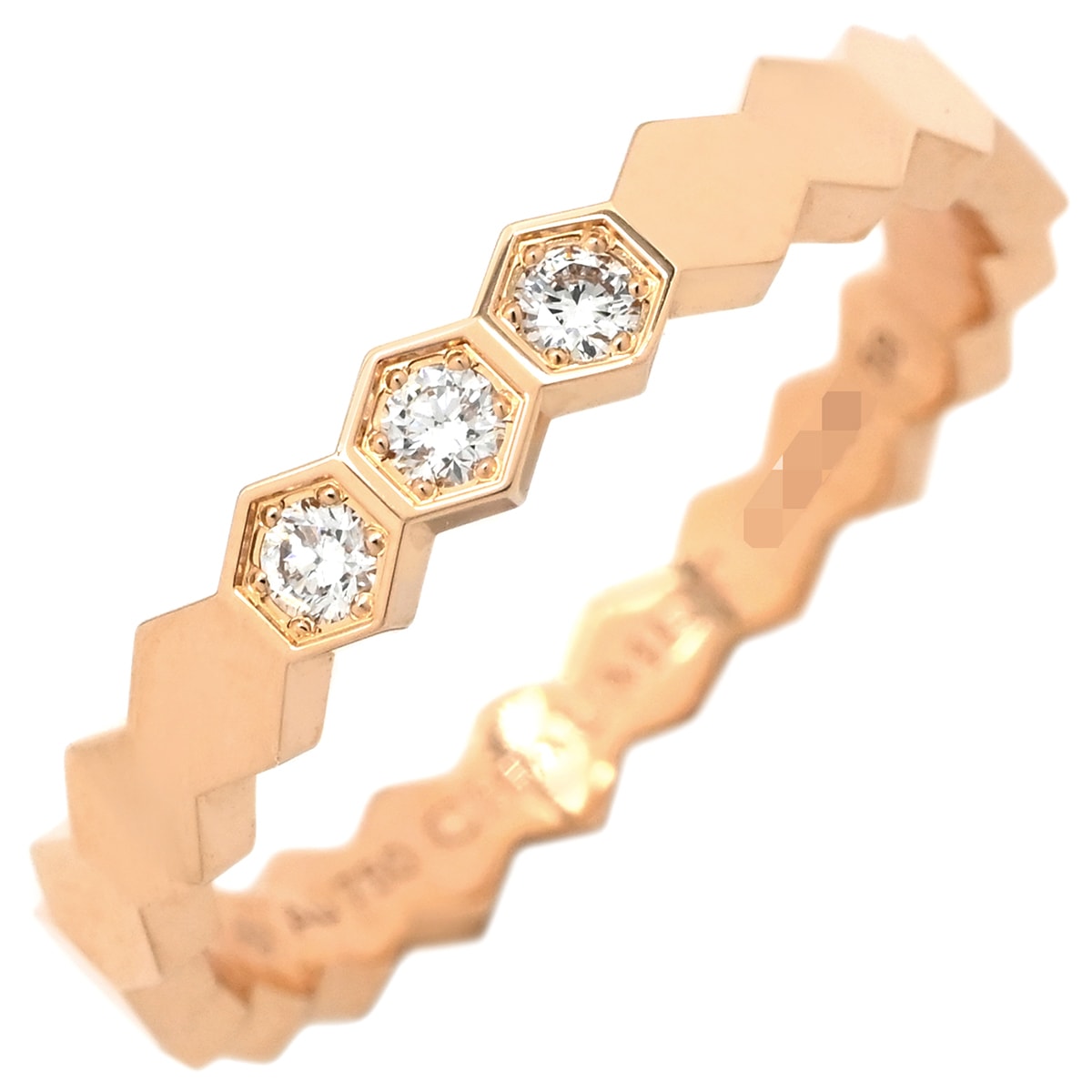 ショーメ リング 指輪 ビー ドゥ ショーメ ダイヤ3石 ピンクゴールド #58(JP18) ビーマイラブ ハニカム 17.5号 083361-058【中古】