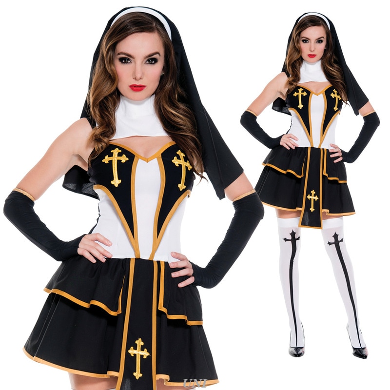 コスプレ 仮装 フラーティシスター SM 【 コスプレ 衣装 ハロウィン 仮装 レディース 服 コスチューム シスター 修道服 女性用 パーティーグッズ 余興 大人用 修道女 】