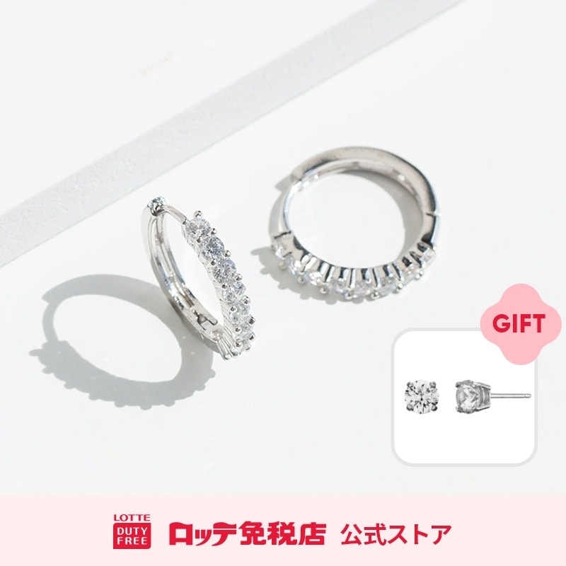 [ヘスエル] シルバーキュービックフープピアス 5,332円