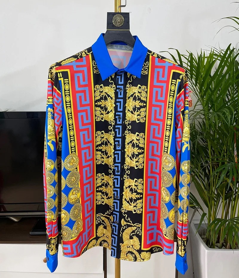 男性と女性のための長袖プリントシャツ,ルーズフィット,襟付き,ブランド名,カジュアル,秋,2022 - 200000343