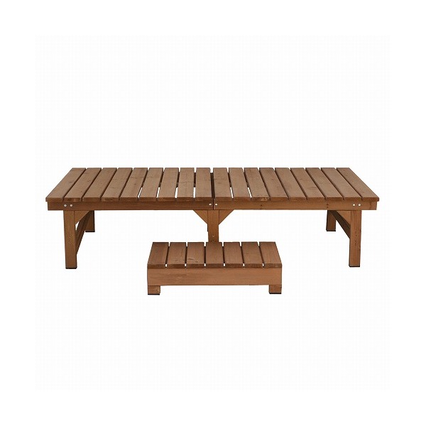 住まいスタイル ユニット縁台ベンチ hiyori 幅174.5奥行88cm ステップセット ライトブラウン DE-17488STP-LBR メーカー直送