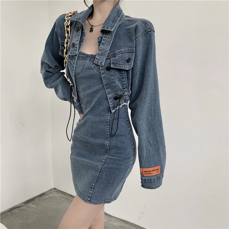 デニムジャケット＆キャミワンピセットアップ R3622