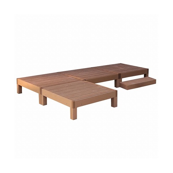 住まいスタイル 人工木ウッドデッキ ecofeel 4台 ステップセット ライトブラウン PWDE-4P-STP-LBR メーカー直送