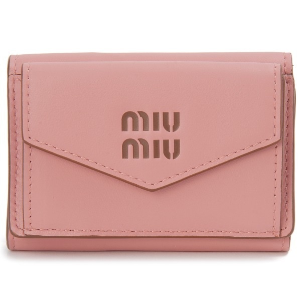 ミュウミュウ 三つ折り財布 ピンク 5MH021 2CV6 F04AN TRI FOLD WALLET CAMELIA+COGNAC カメリア コニャック 並行輸入品
