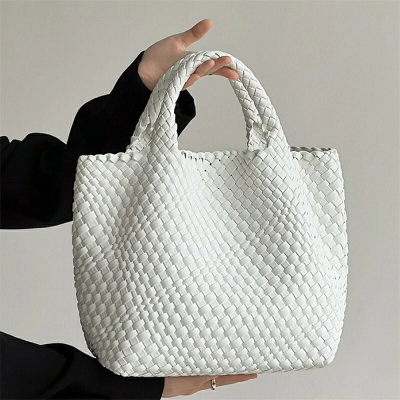 編み込みトートバッグ メッシュトートバッグ トートバッグ レディース メッシュトート マチ広トートバッグ トートバック バッグ PUレザー ハンドメイドバッグ イントレチャート 編みバッグ 編みこみ