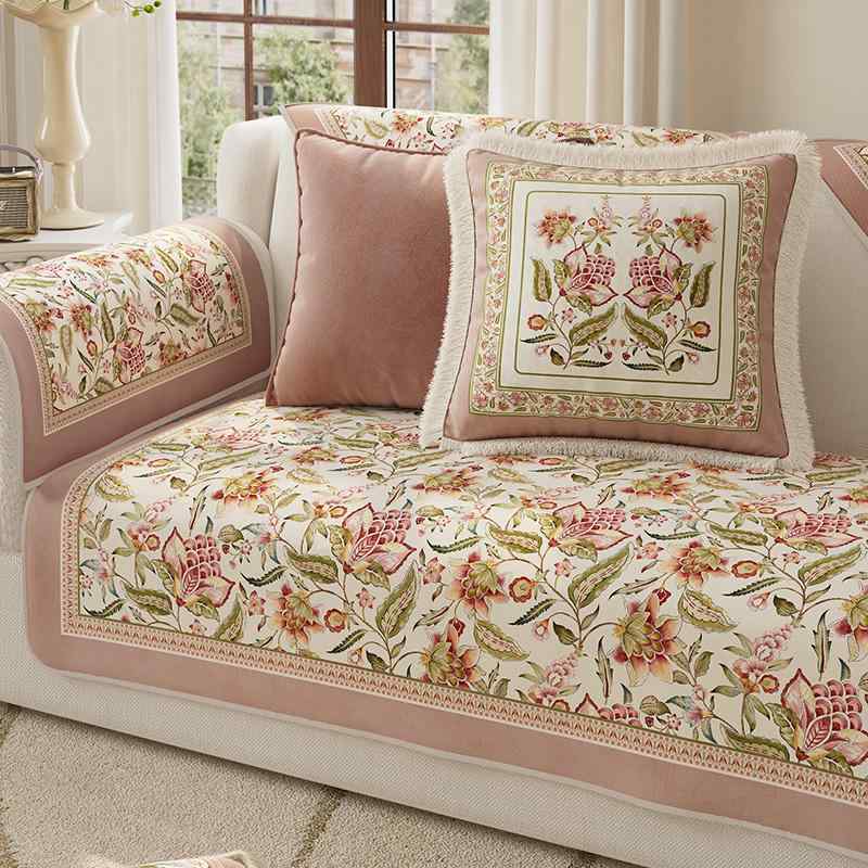 ソファーカバー かけるだけ オールシーズン ベルベット 座面 背もたれ 滑り止め シリコン 通気 ソフト 厚手 傷防止 洗える 耐摩耗 アメリカン エレガント おしゃれ 花柄