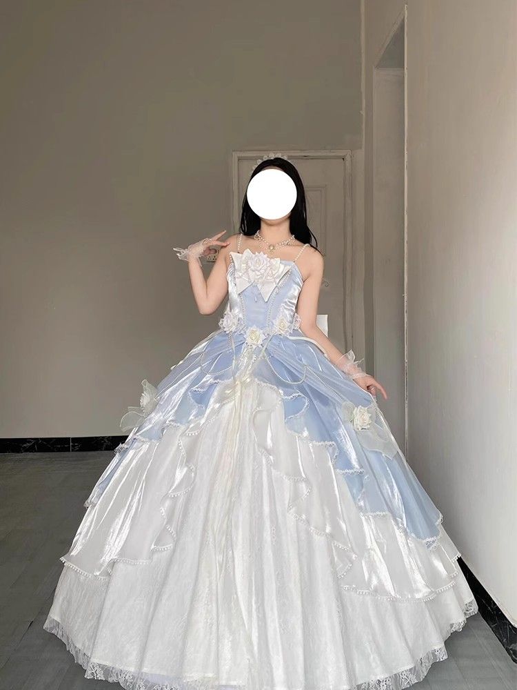ローズロリータドレスボウプリンセスドレス学生デイアダルトギフトロリータドレス女性ワンピースドレスドレス