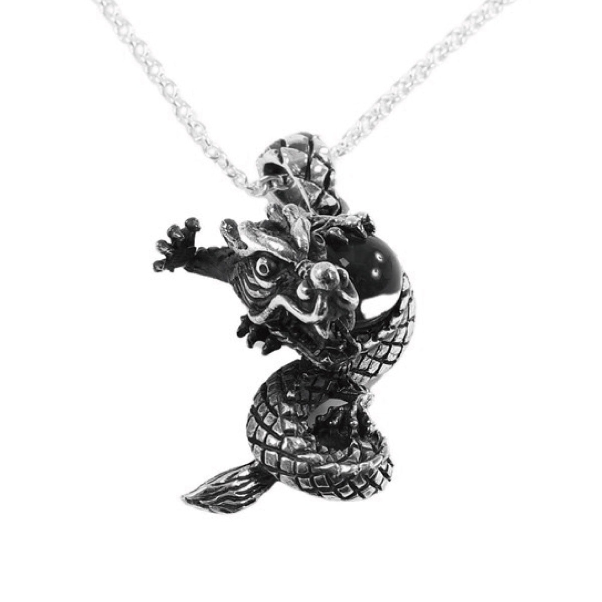 ネックレス メンズ シルバー925 龍 ドラゴン 水晶 クリスタル ごつめ かっこいい ワイルド 個性的