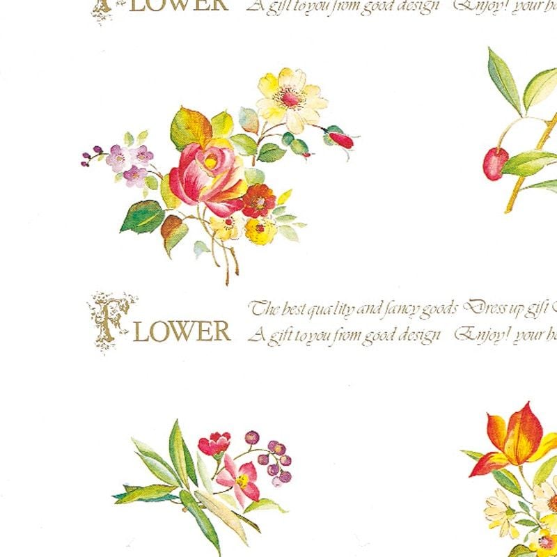 （まとめ買い）シモジマ HEIKO 包装紙 花柄 半才 シックスフラワー 50枚 750x528mm ラッピング用品 002400708 [x3セット]