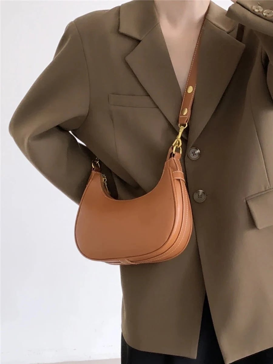 2025新型レトロモダン手提げ脇下バッグニッチデザイン流行り百掛ショルダーバッグ 斜め掛けバッグ