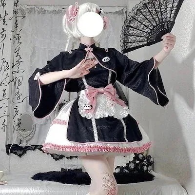 メイド服 ワンピース ロリータワンピース 中華ロリータ チャイナ風ミニワンピースセット コスチューム コスプレ