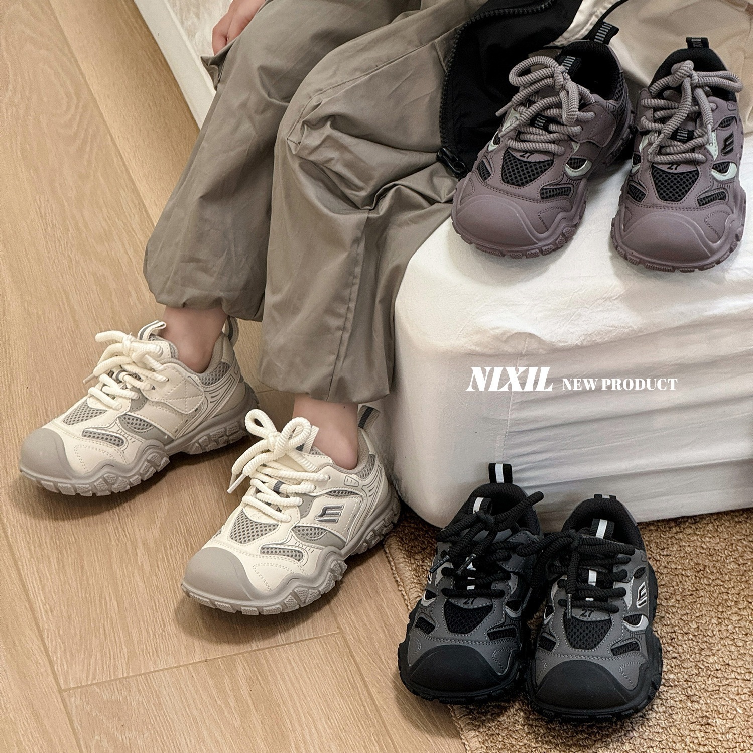 2024秋子供ファッションスポーツシューズ包頭アンチキック男の子カジュアルシューズ女の子アウトドアカジュアルシューズ