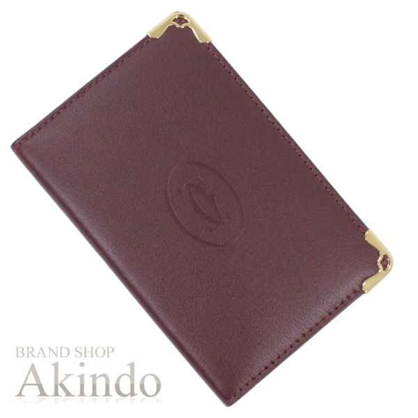 【新品・未使用】カルティエ カードケース カードホルダー マスト 名刺入れ 二つ折り Cartier ボルドー レザー ビジネス L3001574 メンズ レディース カード入れ 本革 コンパクト 薄