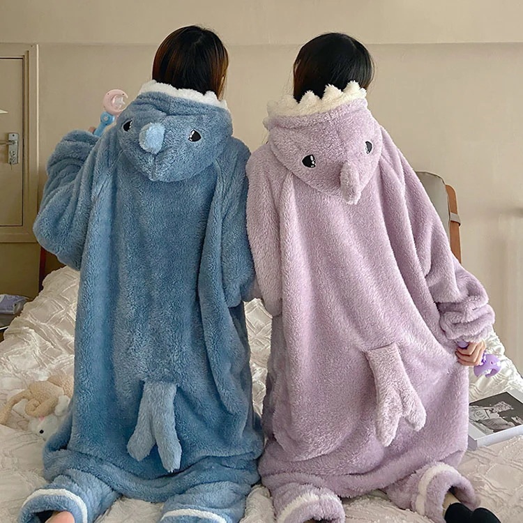 着ぐるみ パジャマ サメ 大人用 モコモコ パジャマ レディース かわいい 着る毛布 動物 ルームウェア ワンピース 春冬 秋冬 寝巻き ガウン 修学旅行 前開き 着ぐるみ風 お揃い フード付き 防寒