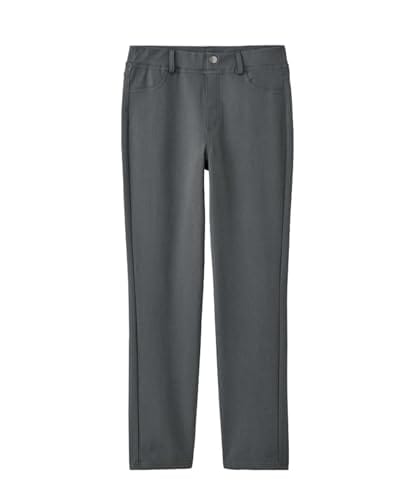 [グンゼ] ストレートパンツ Tuche(トゥシェ) ウールライク 裏起毛 ベルトループ付き 前飾りボタン ストレッチ 後ろポケット TZU66K レディース ミドルグレ－ L