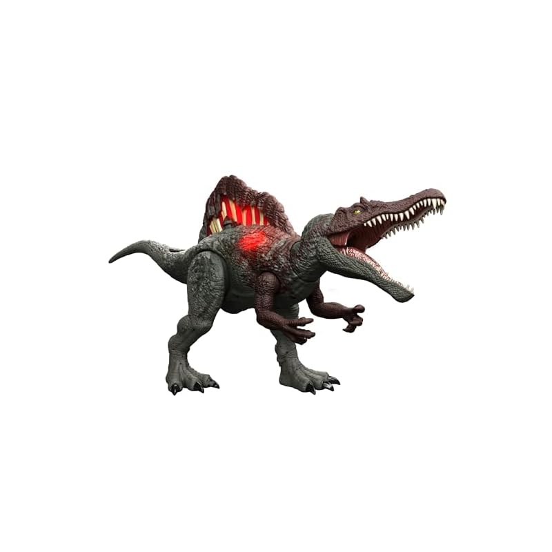 マテル ジュラシックワールド(JURASSIC WORLD) ダメージ！ひかる スピノサウルス 子供向けフィギュア 恐竜 おもちゃ 全長:約55cm 4歳から グリーン HXF62