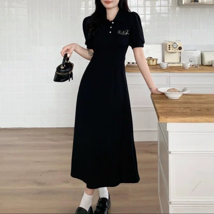 レディース スカート ワンピース カーディガン 膝下 ロング 半袖 Vネック セミフレア バックリボン ハイウエスト 前開き かわいい 大人可愛い きれいめ シンプル カジュアル 上品 おしゃれ