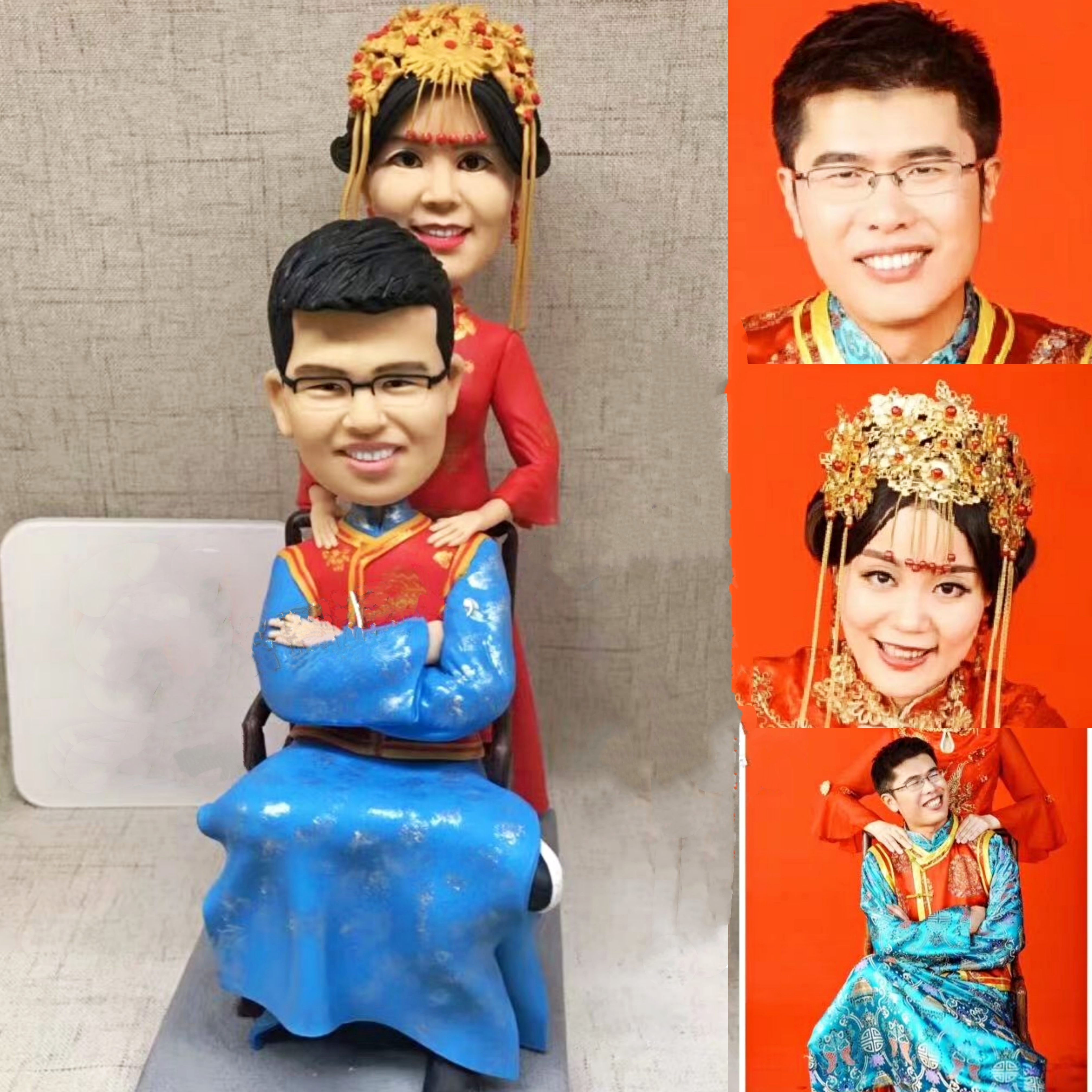 【オーダーメイド】3D肖像画 似顔絵 人形 フィギュア 結婚祝い 周年記念日 カップル 彼氏 彼女 夫婦 両親 贈呈品 記念品