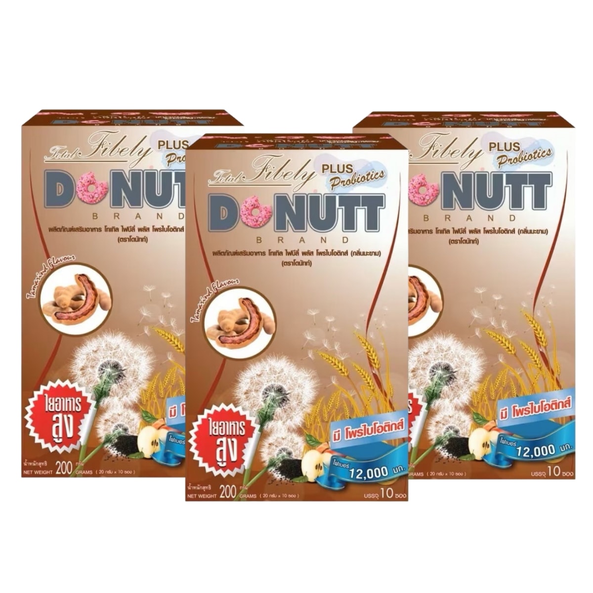 DONUTT FIBELY MIX Probiotics Plus Tamarind Fiber 10 Sachets 3-Packs