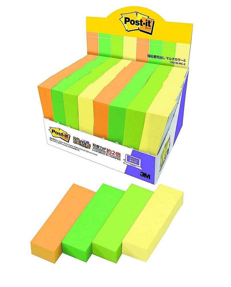 （まとめ買い）ポストイット 強粘着見出し マルチカラー6 増量パック 50x15mm 90枚x32パッド 7001SS-MC-6 [x3]