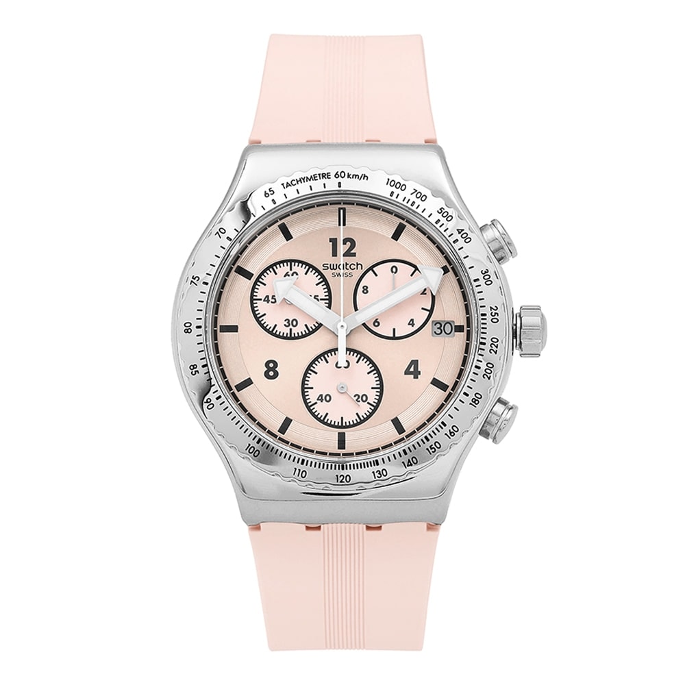 スウォッチ 男性 ウレタン時計 PINK YVS532