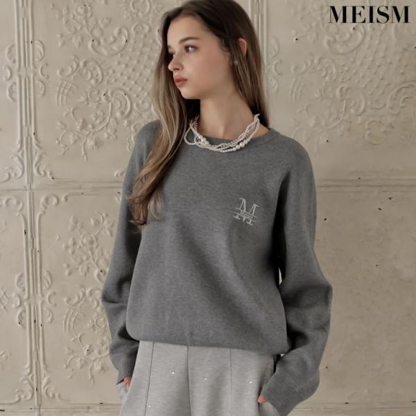 ワンポイント刺繍ロゴエンブレムニットトップス