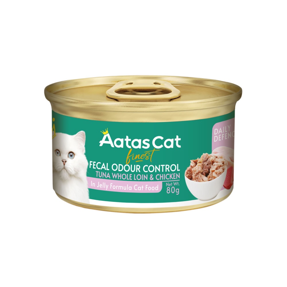 アタス キャットフード デイリーディフェンス　ツナ＆チキン　フィーカルオードコントロール　80ｇ×24個（1ケース） グレインフリー 猫 ネコ オールステージ AatasCat