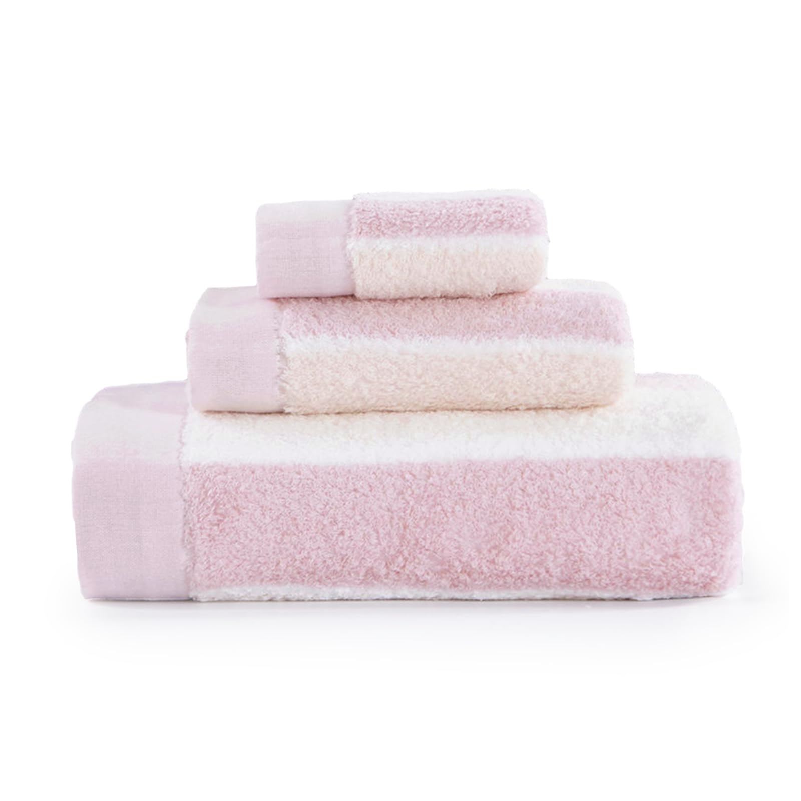 MOKOYA ふわふわ 可愛い マッシュマロ タオルセット 綿 ハンドタオル フェイスタオル バスタオル 入り 吸水 速乾 一人暮らし 桜色
