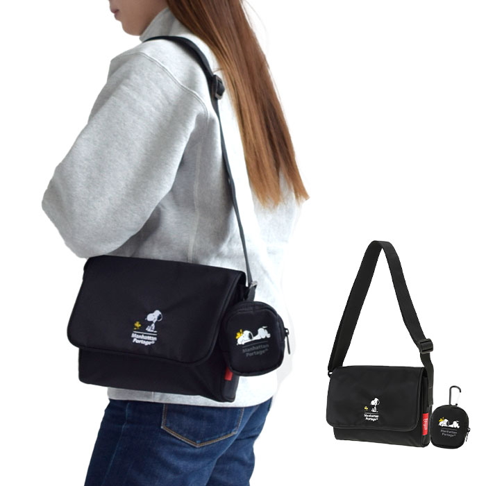 【2024秋冬新作】Manhattan Portage ピーナッツ スヌーピー ショルダーバッグ　メンズ レディース 限定 数量限定 ブラック 黒 MP2095PEANUTSFW24 10,313円