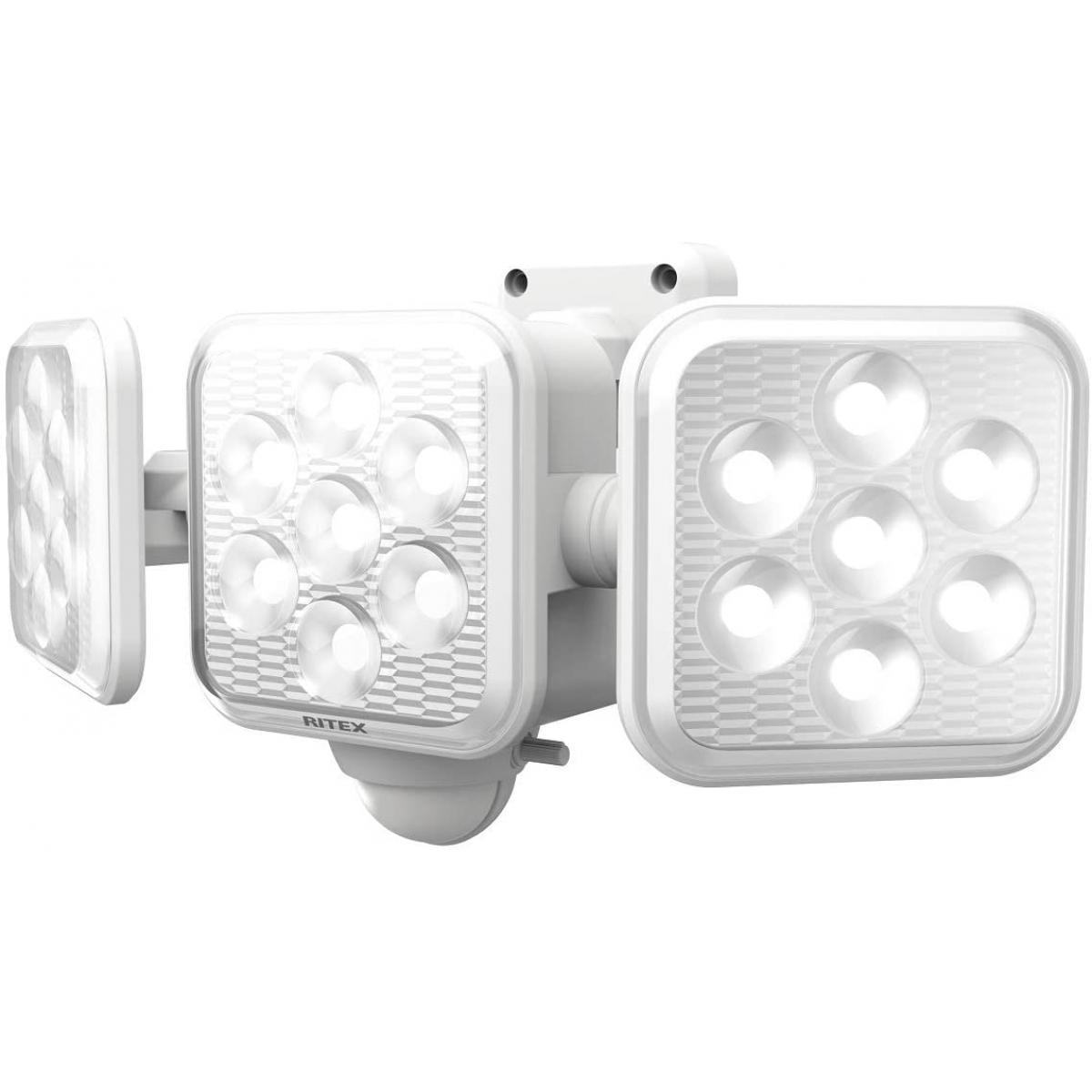 ムサシ RITEX フリーアーム式 LED 高機能 センサーライト (5W×3灯) 「ソーラー式」 S-330L ホワイト センサーライト 防犯 防犯対策