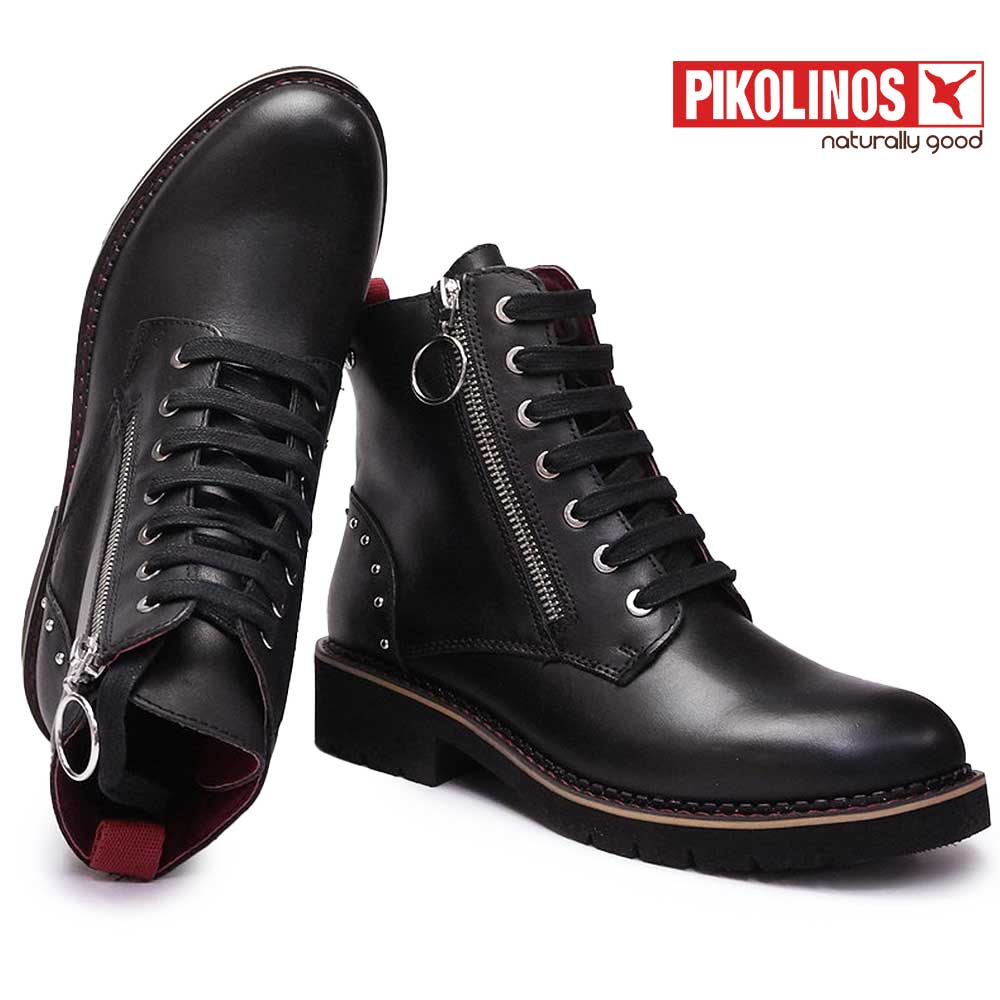 レディース ブーツ PK896 W0V-8610 レースアップ ジップアップ レザー