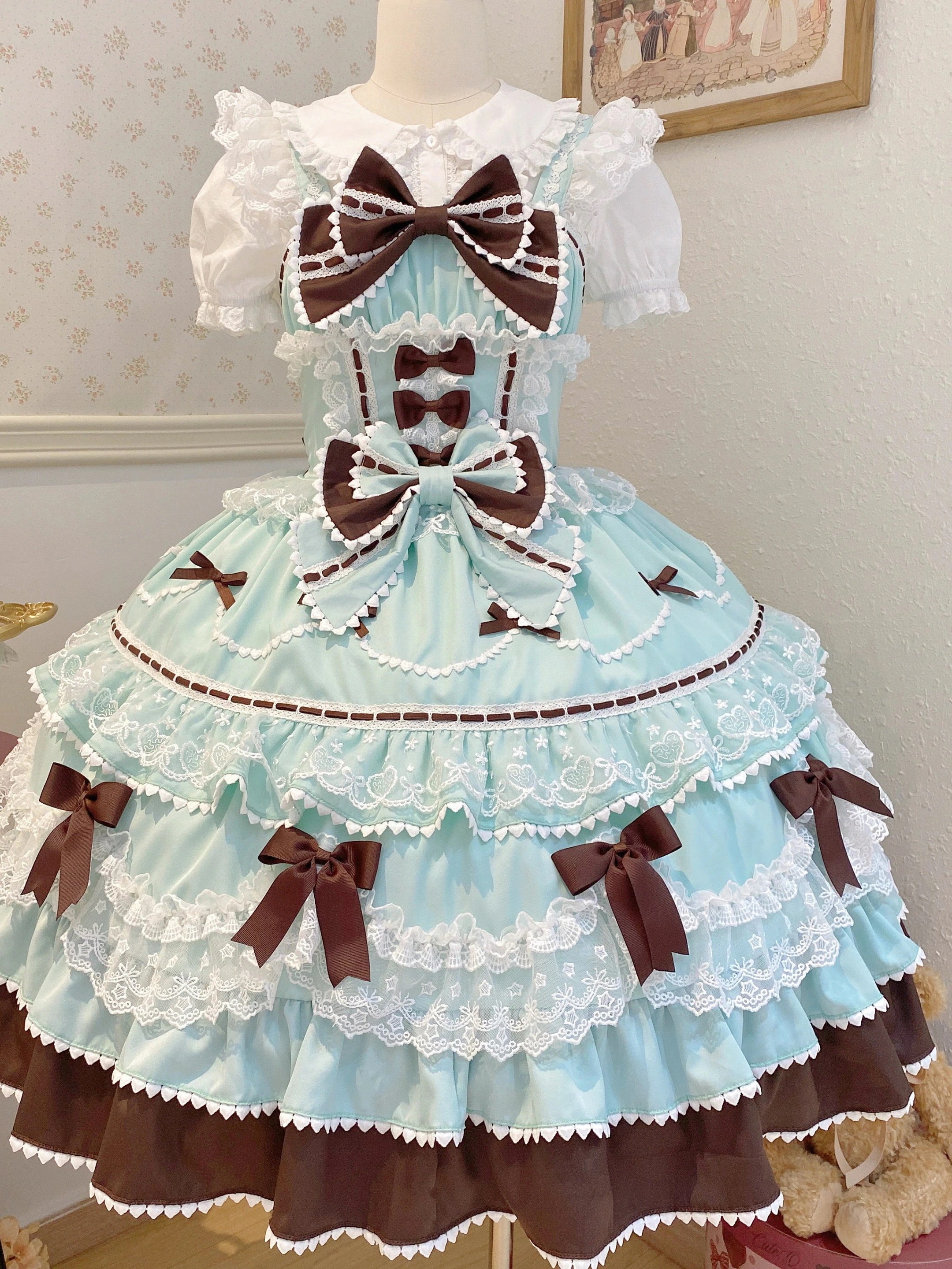 サスペンダードレス ロリータドレス 可愛い JSK 夏用ロリータドレス プリンセススタイルドレス