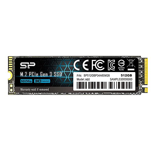 シリコンパワー SSD 512GB 3D NAND M.2 2280 PCIe3.0×4 NVMe1.3 P34A60シリーズ 5年保証 SP512GBP34A60M28