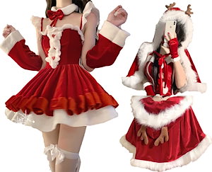 【まるこの猫柳】赤 サンタ コスプレ レディース クリスマス サンタクロース 仮装 コスチューム 大きいサイズ パーティー